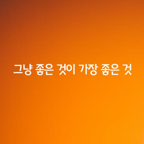 그냥 좋은 것이 가장 좋은 것