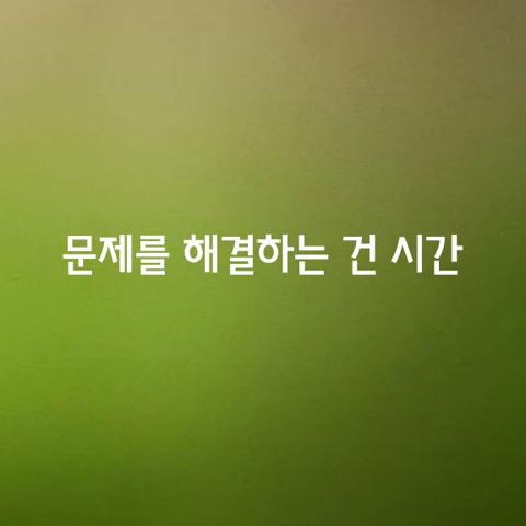 그러니까 대체로 문제를 해결하는 건 시간이다