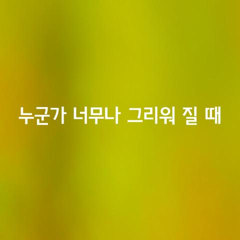 누군가 너무나 그리워 질 때