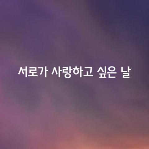 서로가 사랑하고 싶은 날