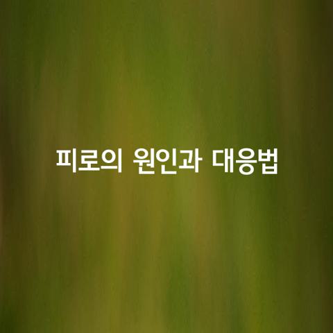 피로의 원인과 대응법